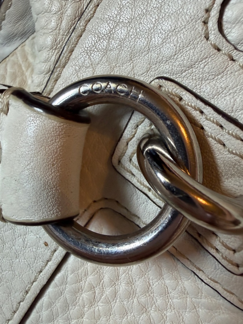 COACH Penelope Ivory Pebbled Leather Shoulder Handbag F14686 - Picture 8 of 16